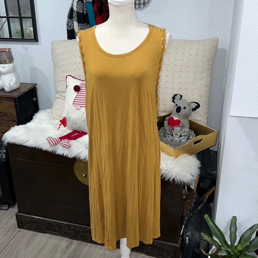 Mustard knit tank dress
